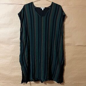 Eileen Fisher | Nori Caftan Tunic Popover Organic Cotton Gauze Stripe Size S/M